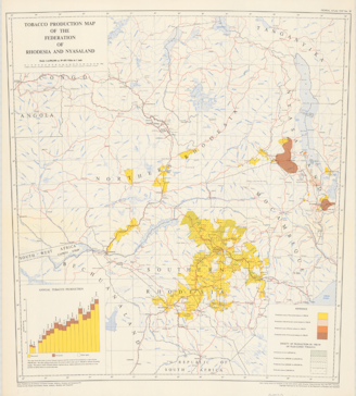 Tobacco production map of the Federation of Rhodesia and Nyasaland