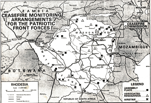 Ceasefire Monitoring Agreements for the Patriotic Front Forces Map